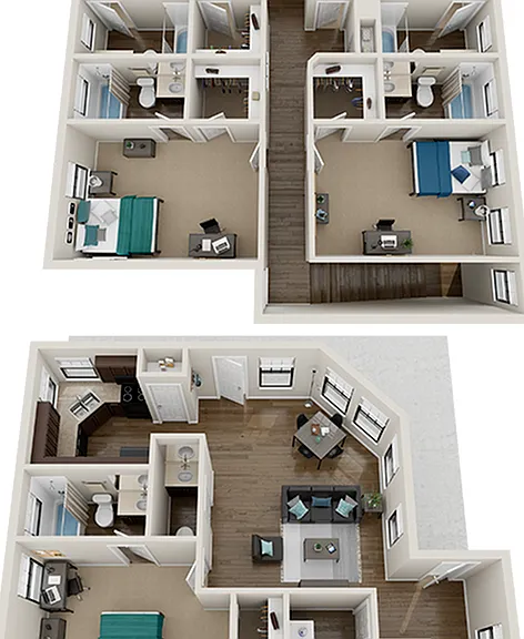 5x5.5 Corner Floor Plan - The Collective at Clemson
