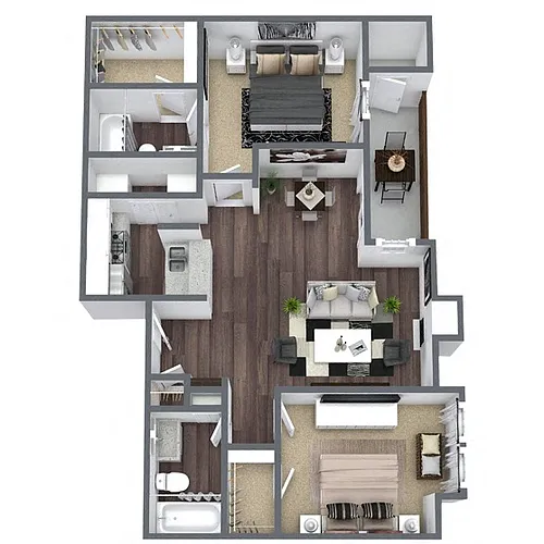 Floor plan B1: 2 Bed 2 Bath