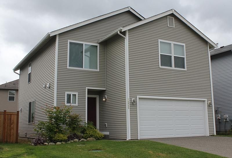 Front of home, two-car garage