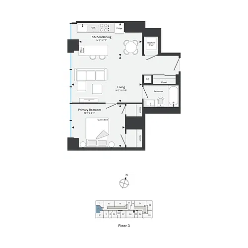 Floor plan A28 One Bedroom