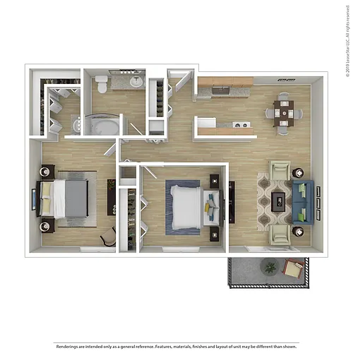 Floor plan 2 Bedroom 1 Bath