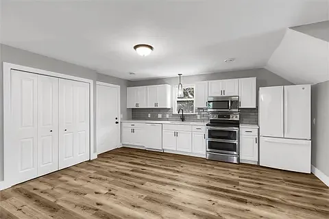 Washer and dryer are included behind the closet doors. Do your laundry right there without hassle.