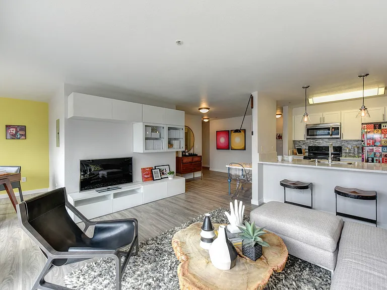 Living Room Kitchen and Dining Area