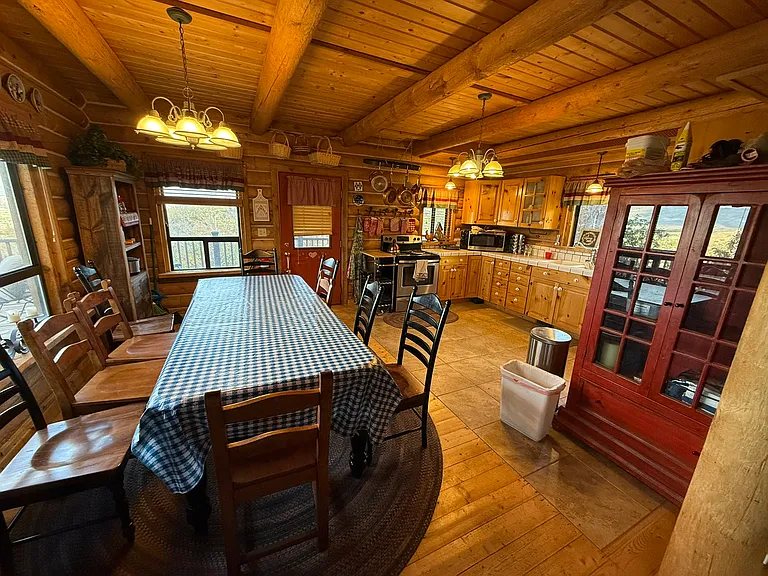 Main floor view of dining area and kitchen