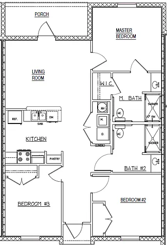 Floor plan 3 Bedroom 2 Bathroom A