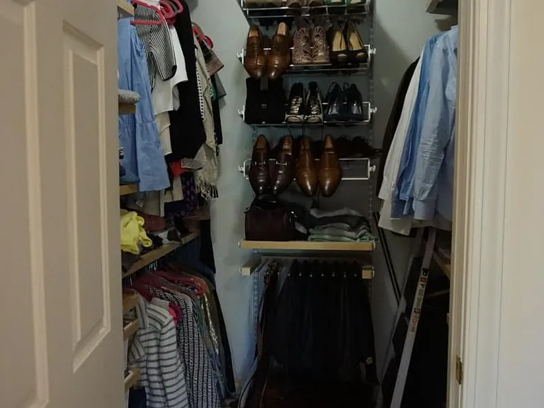 Master bedroom closet with full bathroom