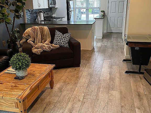 Wide open kitchen and living