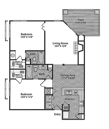 Floor plan 2 bedroom- 2- bedroom B
