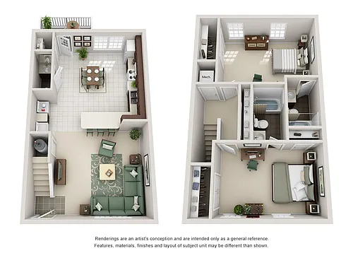 Floor plan 2BR/2.5BA Upgraded