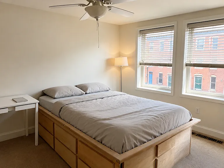 2nd floor FURNISHED bedroom.
Bring your own mattress. 
Study table provided