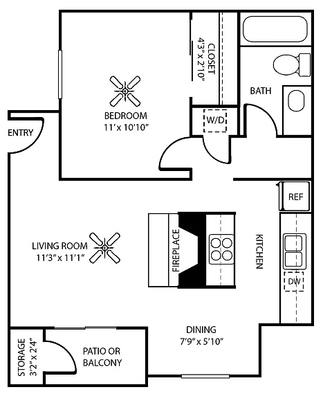 Floor plan 1 Bedroom 1 Bathroom