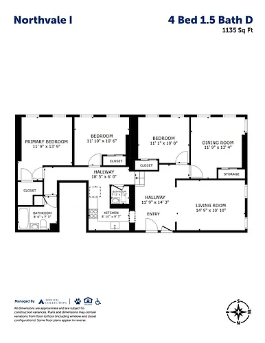 Floor plan 4 Bed 1.5 Bath D