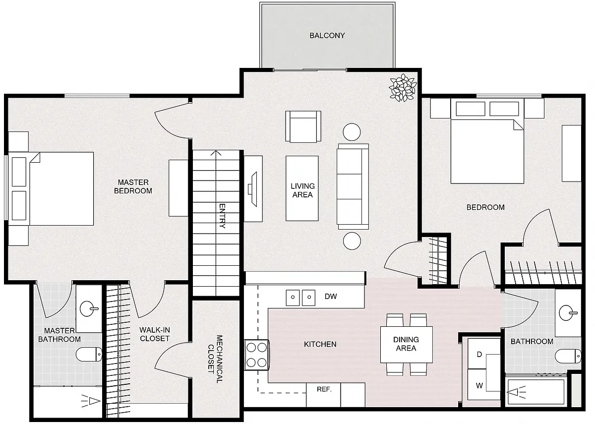 Floor plan 2 Bedroom 2 Bathroom - Split