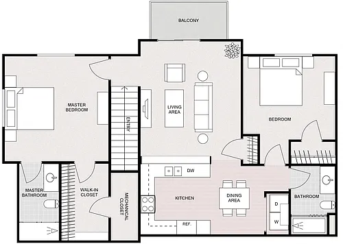 Floor plan 2 Bedroom 2 Bathroom - Split