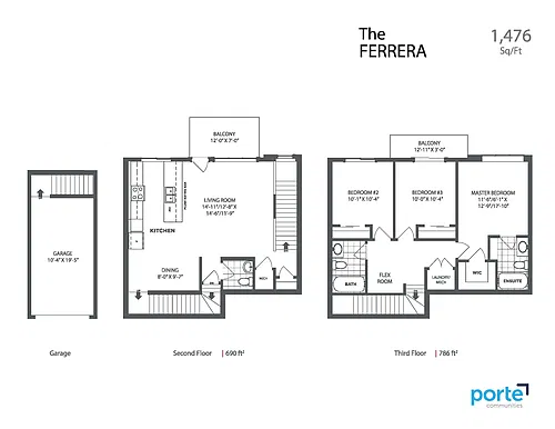 Floor plan 3 bedroom, 2,5 bathroom and garage 3 Bed 2.5 Bath