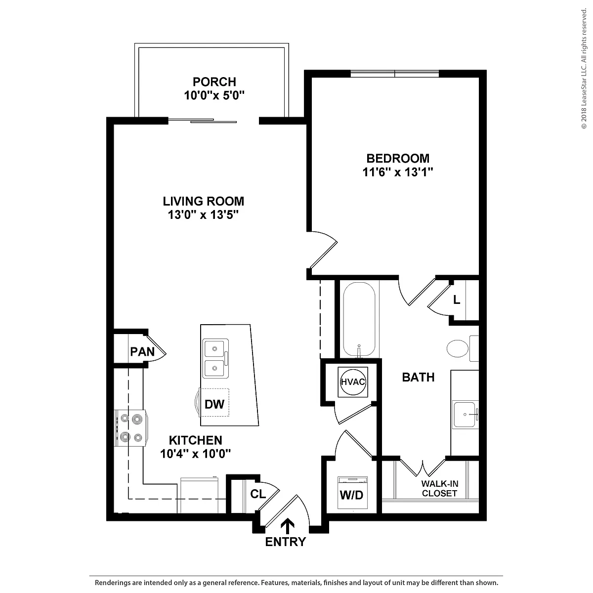 Floor plan 1 Bed/1 Bath-A2