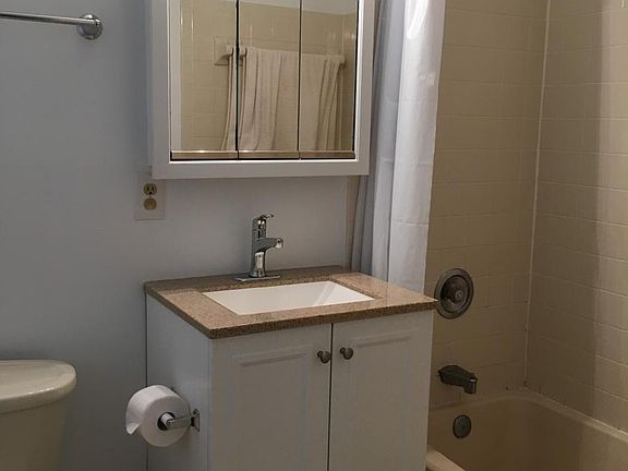 Renovated, clean bathroom