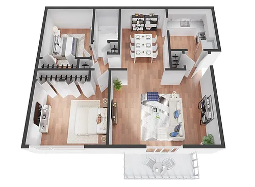 Floor plan 2 beds - 1 bath