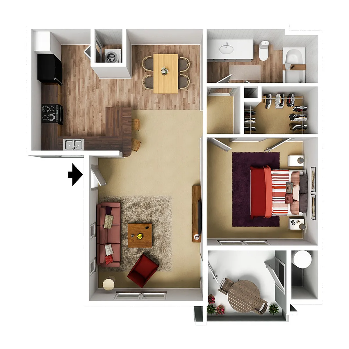 Floor plan 1 Bedroom 1 Bath