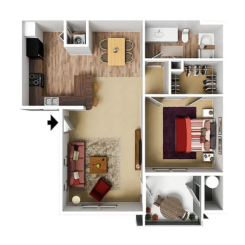 Floor plan 1 Bedroom 1 Bath