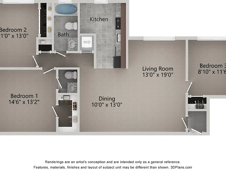 3 Bedroom Floorplan 3 Bedroom Floorplan