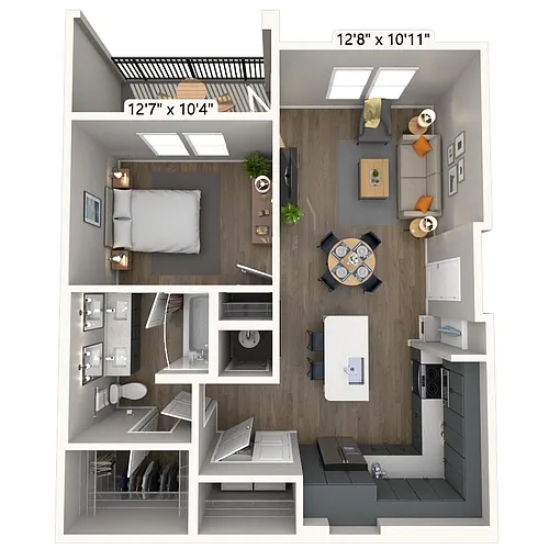Floor plan A2 1x1 744 SF-FP