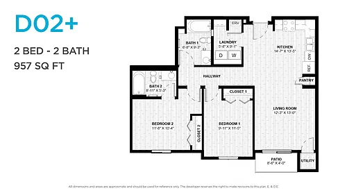 Floor plan Two Bedroom Two Bath