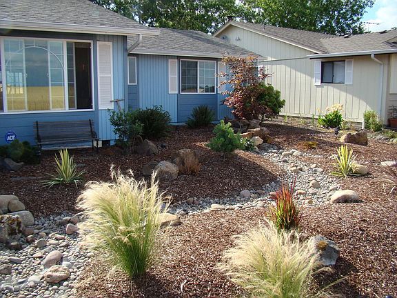 Dry creek bed front yard now