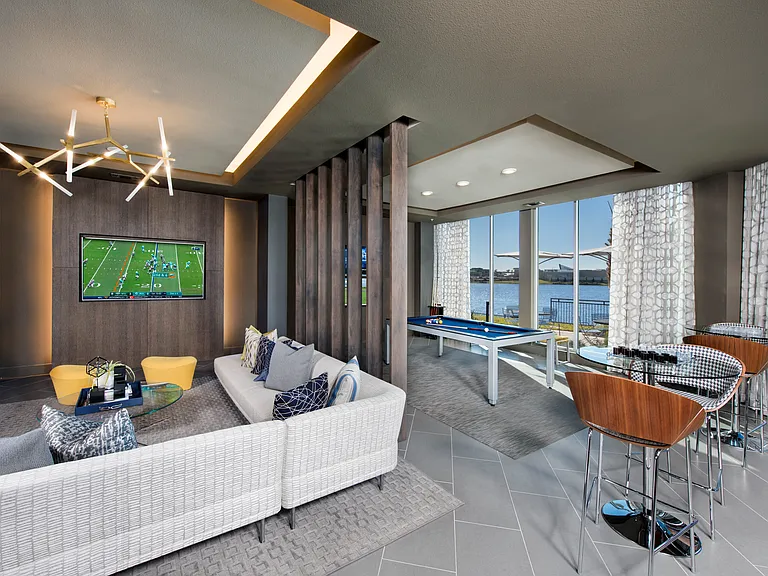 Resident clubhouse with billiard table