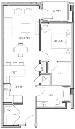 Floor plan 1 Bed-1 Bath-E3