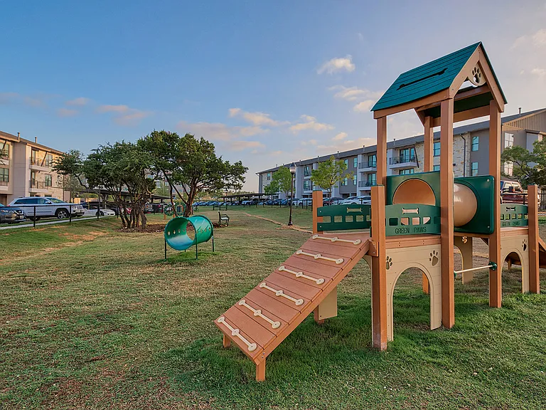 The dog park has plenty of fun obstacles for your furry friend