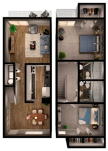 Floor plan 2 Bed 2 Bath B7