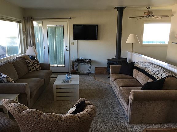 Living room with wood stove