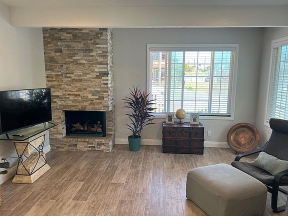 New Stone Stacked Fireplace