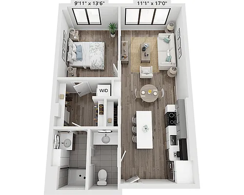 Floor plan One Bedroom A1P