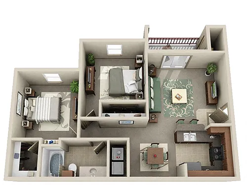 Floor plan Two Bedroom One Bath