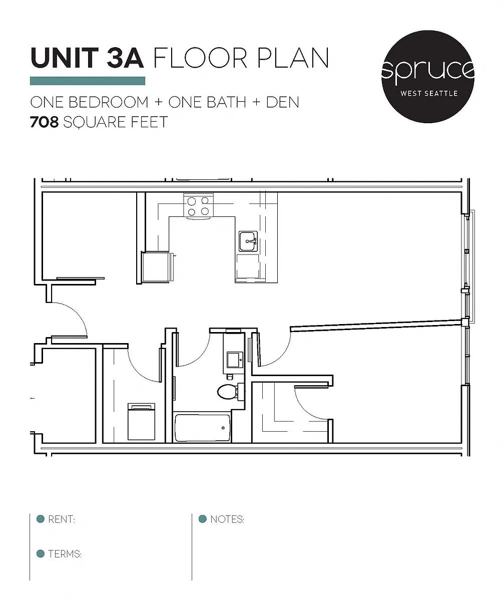 Floor plan 1x1 + Den - 3a