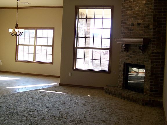 Corner fireplace and oversized dining