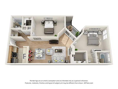 Floor plan 2Beds 2Baths Pavillion S