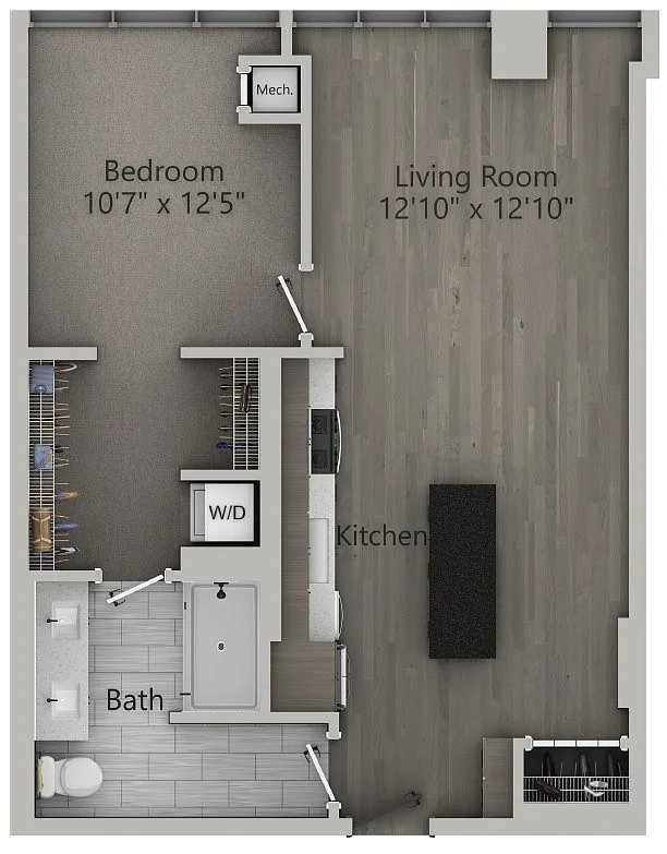 Floor plan A3 | 1 Bedroom | 710 SF