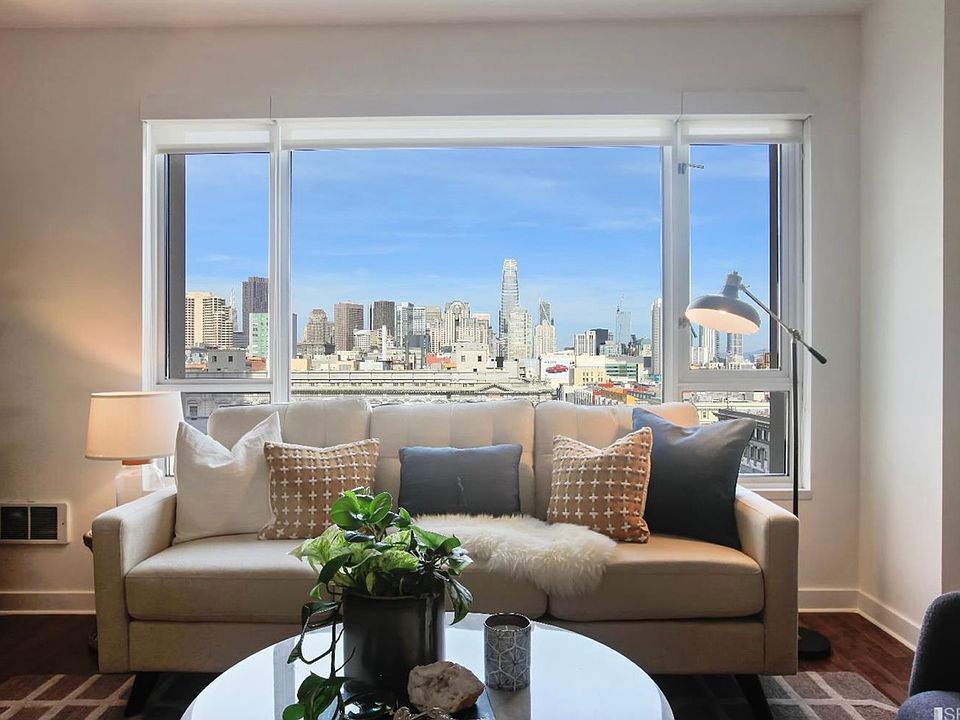 Living room with full city views