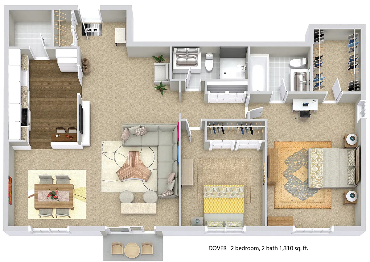 Floor plan The Dover (2BR / 2BA)