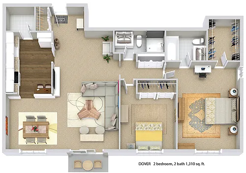 Floor plan The Dover (2BR / 2BA)