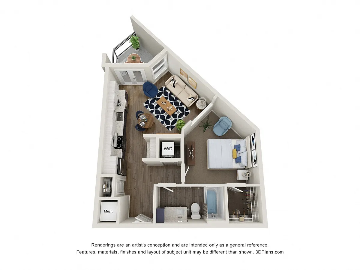 Floor plan A3.1 1x1 642 SF