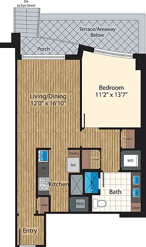 Floor plan 1 Bedroom Type E