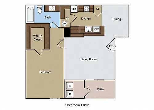 Floor plan 1 BR 1 BA