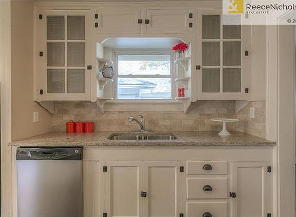 Original Cabinets Restored - Travertine Backsplash, New Sink, & SS Dishwasher