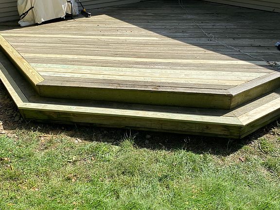 Rear deck offers privacy and shade in the afternoon