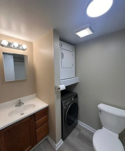 Bathroom with new vanity and LVT flooring