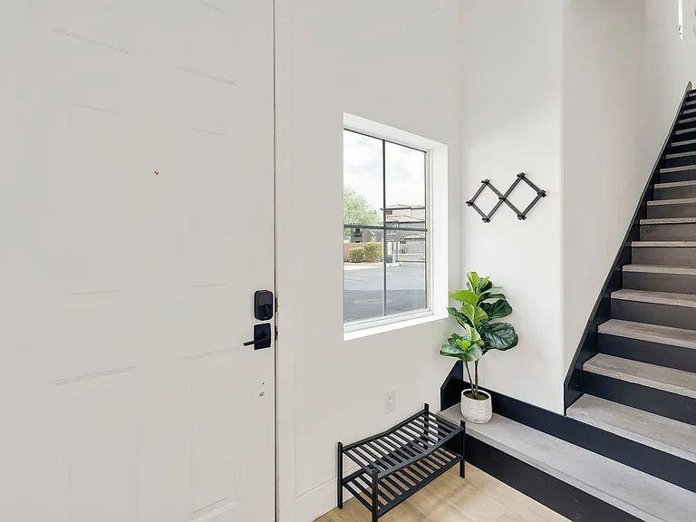 Stairs to living room area
